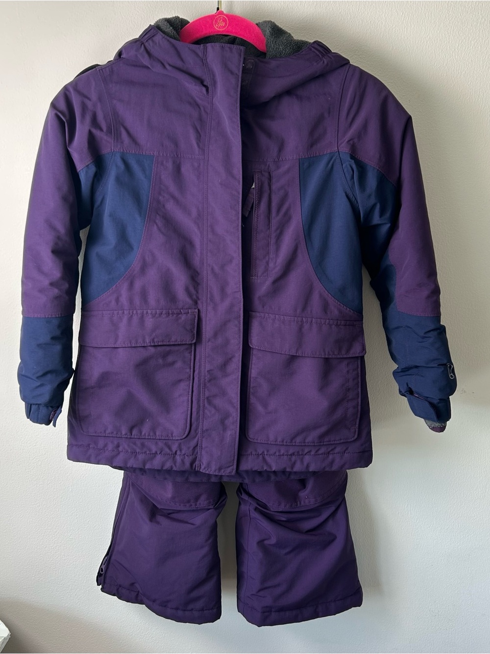 Lands' End Squall Snow Jacket Pants Set Kids L 6-7 Purple Outdoors Grow A Long